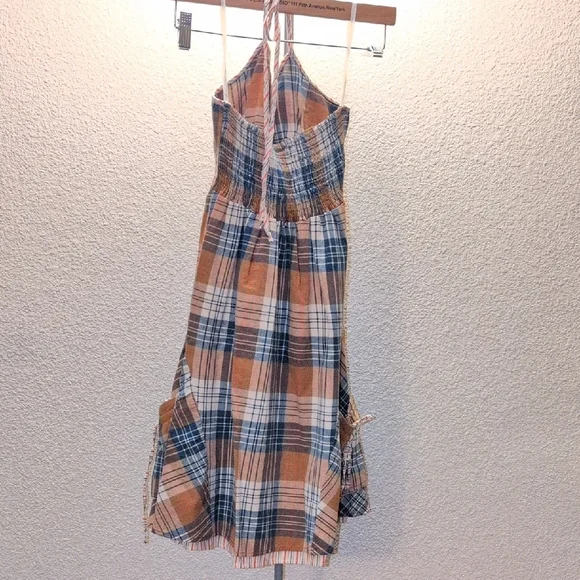 Billabong Plaid Halter Dress - Blue and Brown - Picture 2 of 5